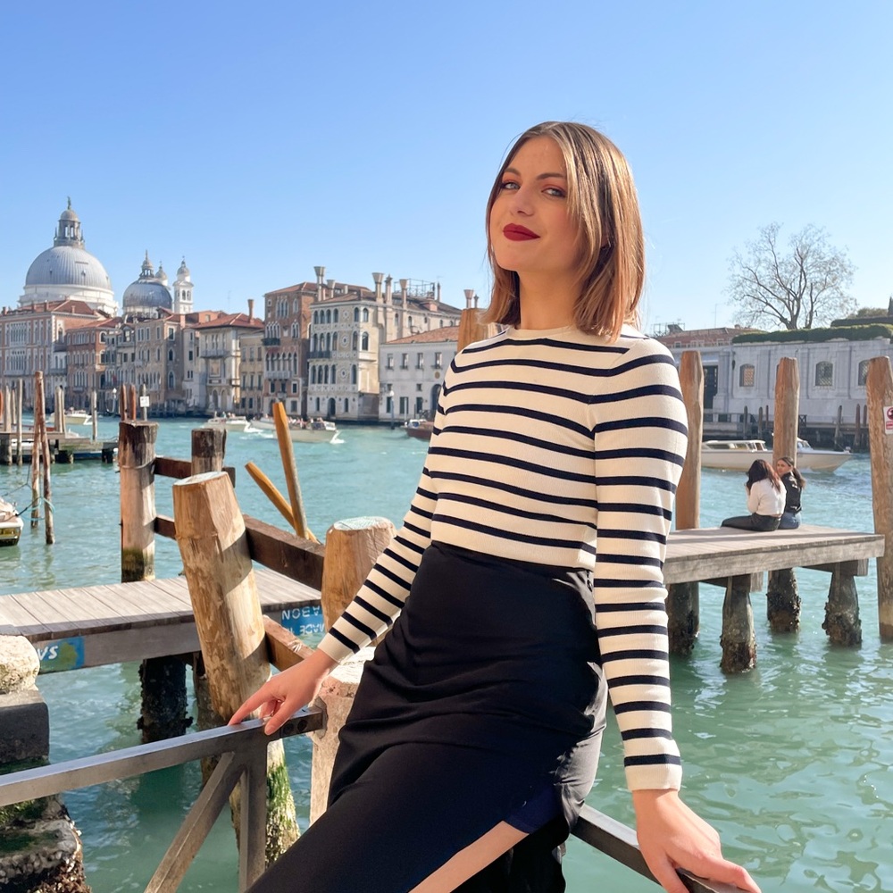 Zara Women's Black and White Striped Top